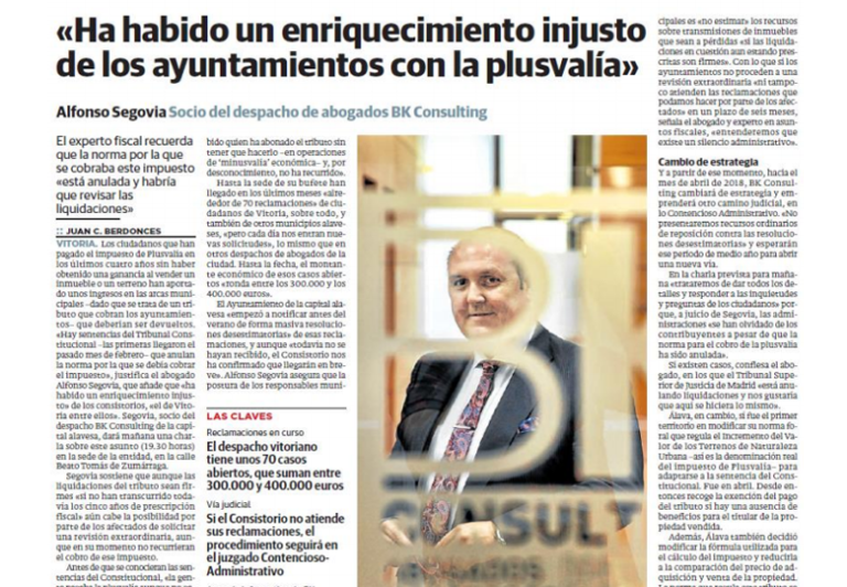 Ha habido un enriquecimiento injusto de los ayuntamientos con la plusvalía – Octubre 2017