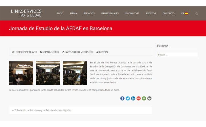 Linkservices – Jornada de Estudio de la AEDAF en Barcelona – Febrero 2018