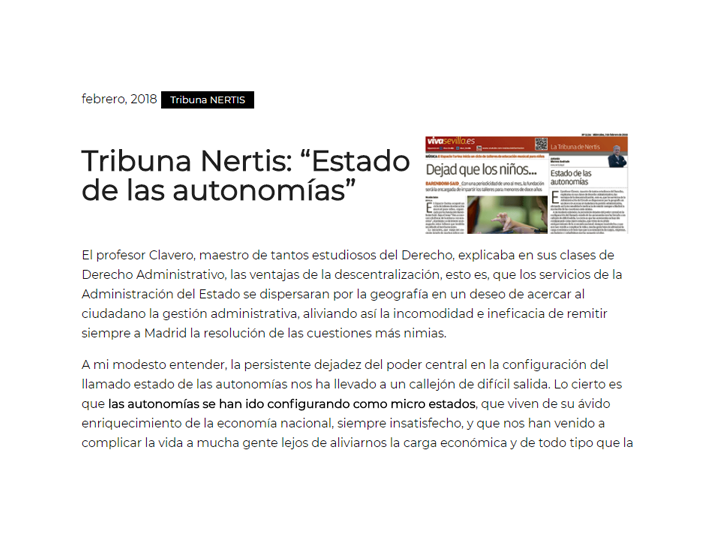 Estado de las autonomías en la Tribuna de Nertis ETL GLOBAL – Febrero 2018