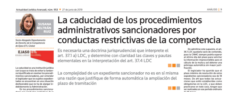 Susana Beltrán y la caducidad de los procedimientos en ACTUALIDAD JURÍDICA