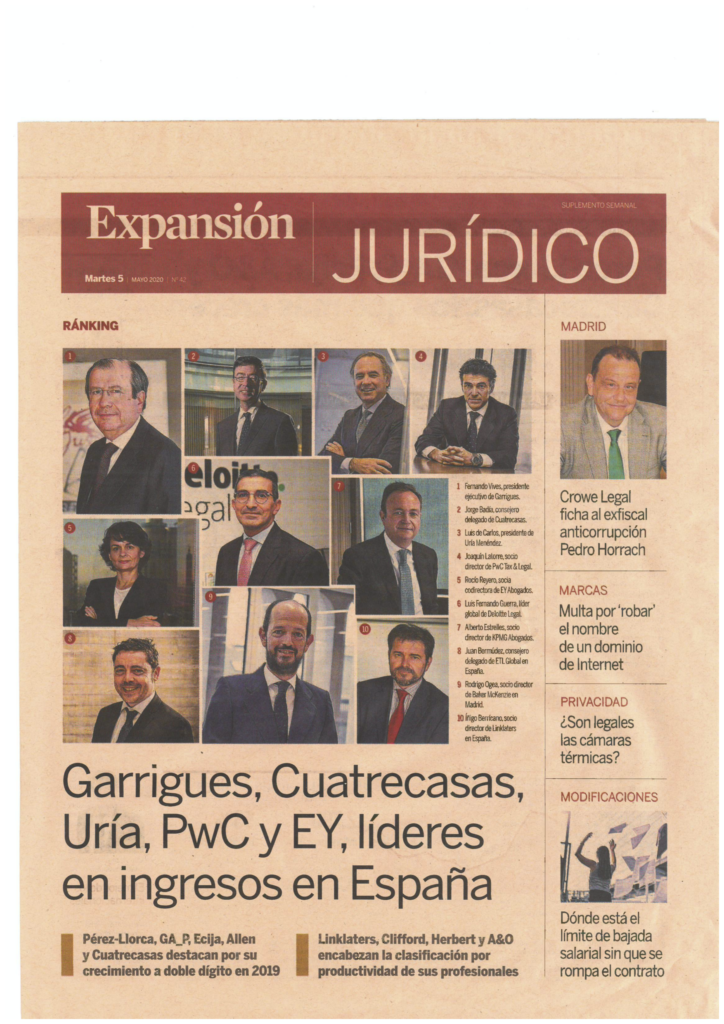 ETL Global irrumpe en el top 10 del Ranking Legal publicado por Expansión